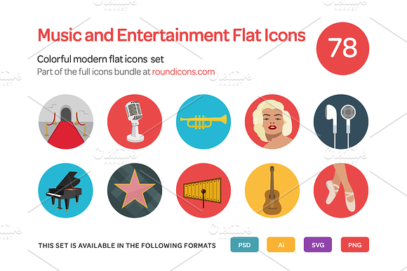 Music And Entertainment Flat Icons
