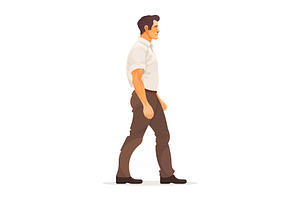 Adult male walking in side profile, a Person Illustration by Yayasya