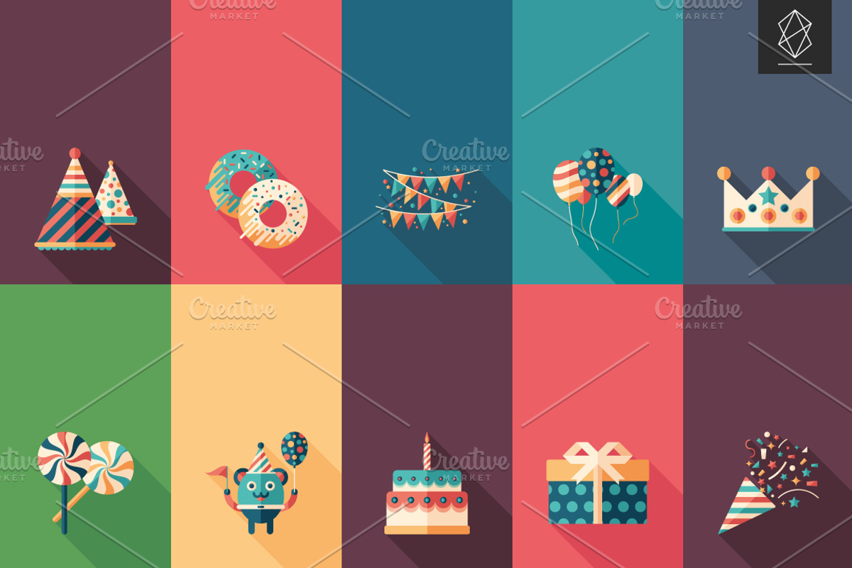 Party time flat square icon set, an Icon by Yury Velikanov (Photo 2 of 2)