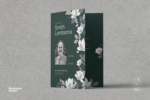 Green Floral Funeral Program, a Brochure Template by Neermana