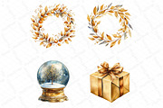 Watercolor Gold Sparkle Christmas, an Illustration by DreamPrint404 (Thumbnail 3 of 7)