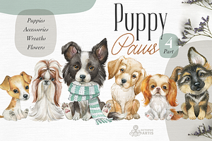 Puppy Paws 4. Watercolor Collection