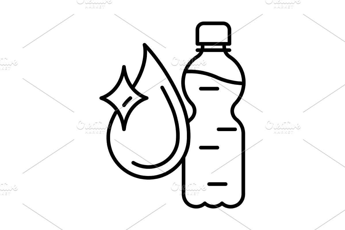 Plastic bottle with water drop icon., an Outline Icon by incomible