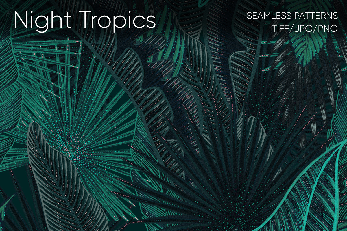 Night Tropics seamless patterns, a Pattern Graphic by ANAKOTO (Photo 20 of 20)