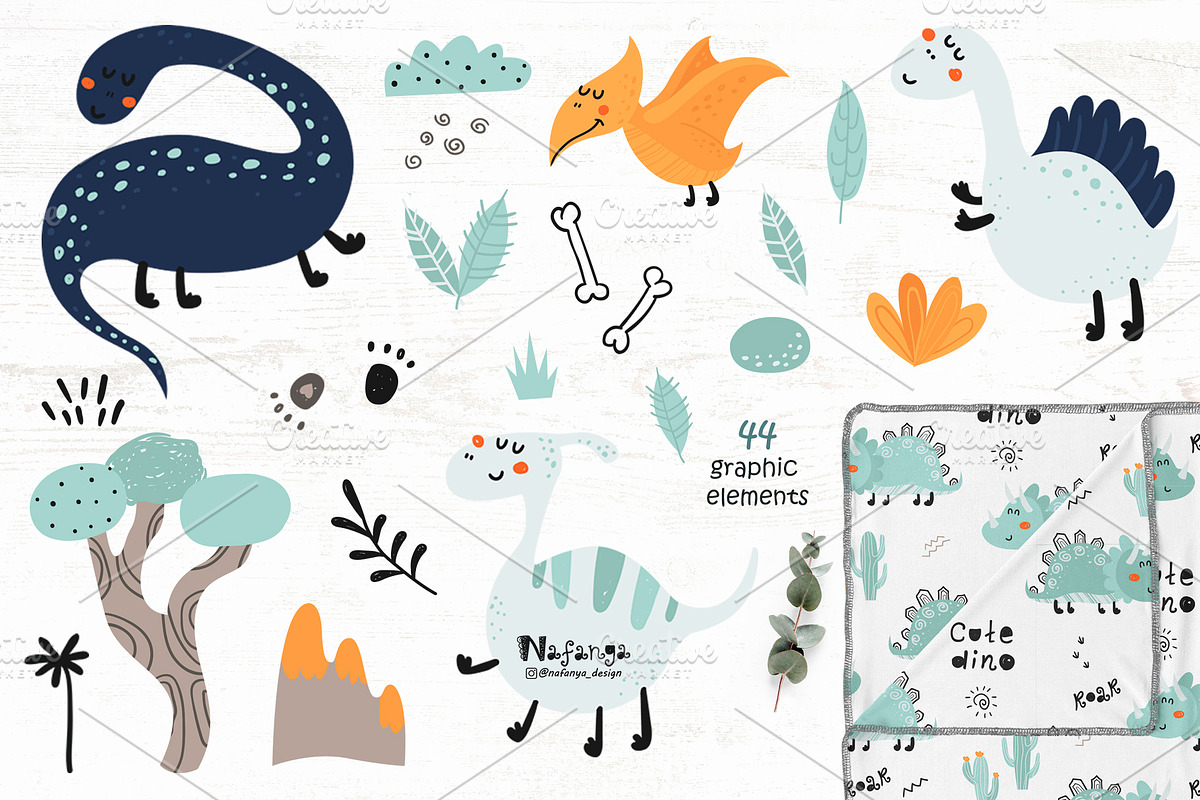 Cute Dinosaur Collection, a Wallpaper Graphic by Nafanya (Photo 3 of 10)