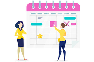 Women Check Calendar With Planned