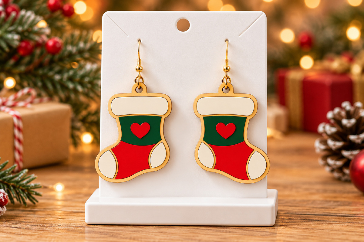 Stocking Earrings Laser Cut SVG, an Object Graphic by Canvas Craft (Photo 4 of 4)