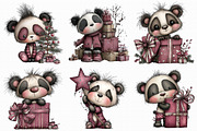 Whimsical Panda Christmas Clipart, an Illustration by Libby Wishes (Thumbnail 2 of 7)