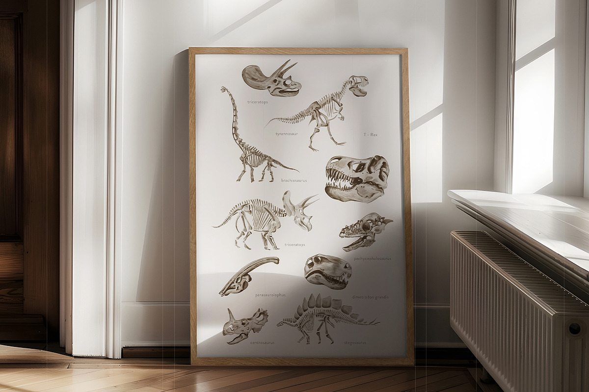 Dinosaur Skeletons Clip Art, an Illustration by Alena Sid (Photo 3 of 13)