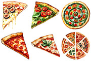 Watercolor Pizza Clipart, an Illustration by Craft Nest (Thumbnail 2 of 6)