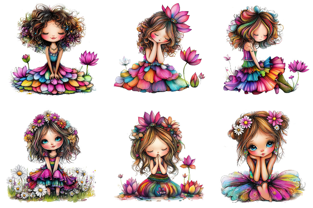 Quirky daisy girl Clip Art, an Illustration by CreationArt (Photo 3 of 5)