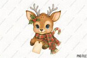 Reindeer Christmas Vintage Greeting, an Illustration by CraftArtStudio (Thumbnail 1 of 4)