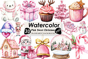Pink Sweet Cute Christmas Clipart, an Illustration by Black Bird Studio (Thumbnail 1 of 6)