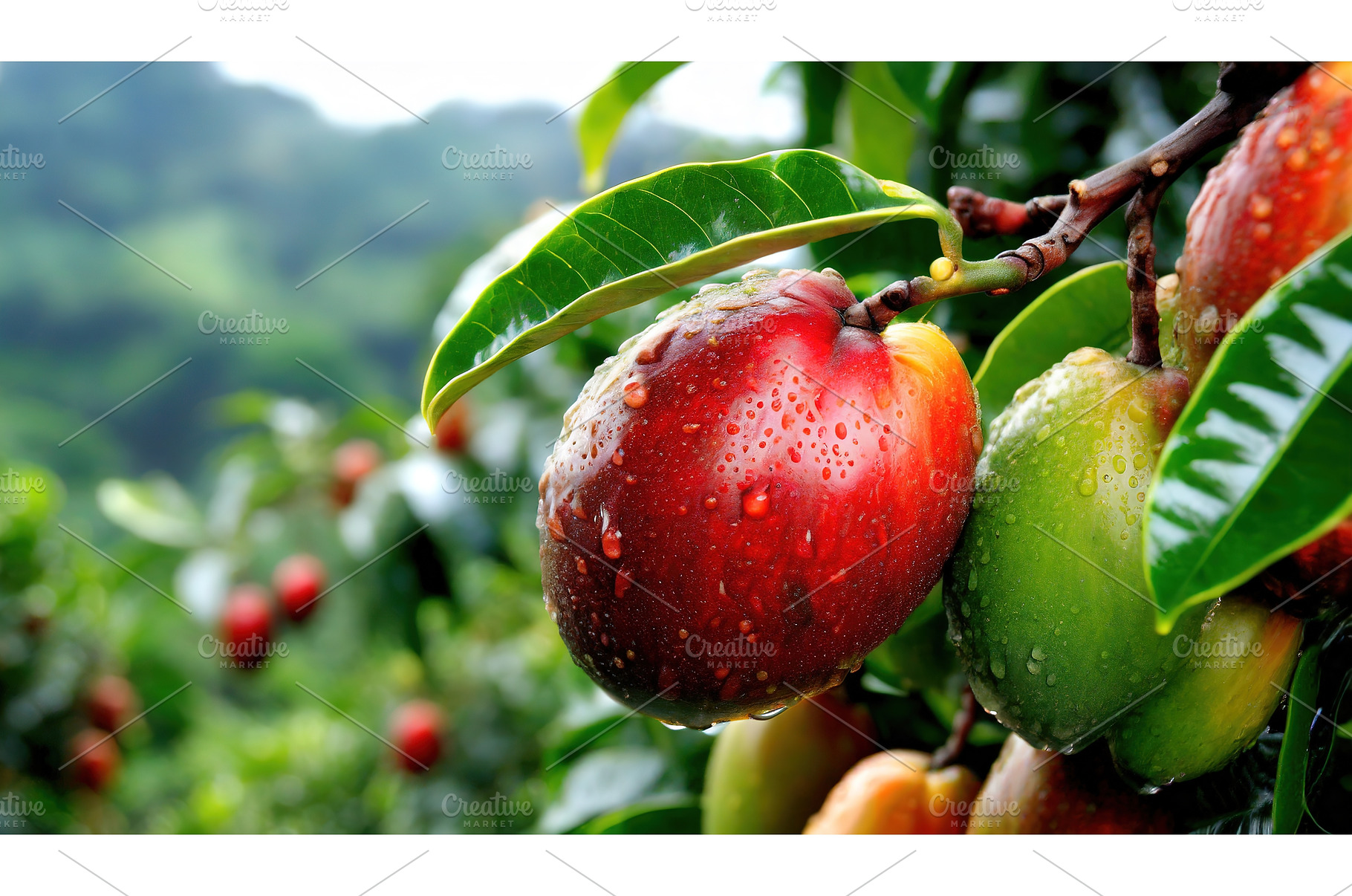 Fresh vibrant red and green mangos, a Nature Photo by Igor Tichonow