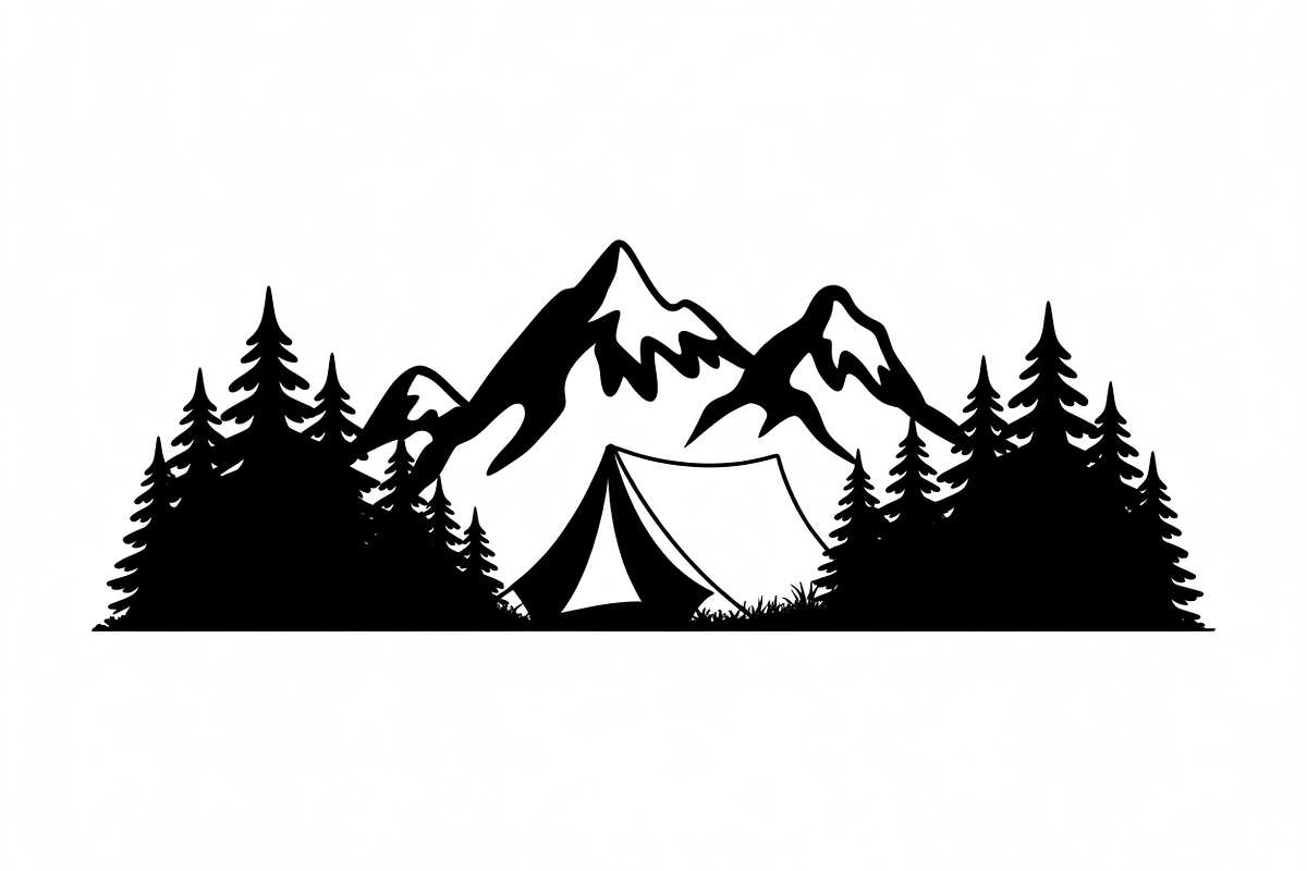 silhouette camping tent mountain, an Illustration by Amazin_art (Photo 11 of 17)