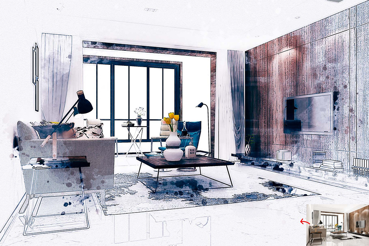 Interior Watercolor Painting, an Action Add-On by MRI STUDIO (Photo 4 of 11)