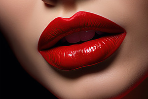Young woman applying red lipstick on lips, closeup, a Beauty & Fashion Photo by AlyaAnd
