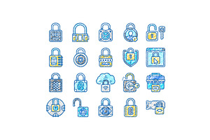 padlock lock safe password key icons, an Object Illustration by pikepicture