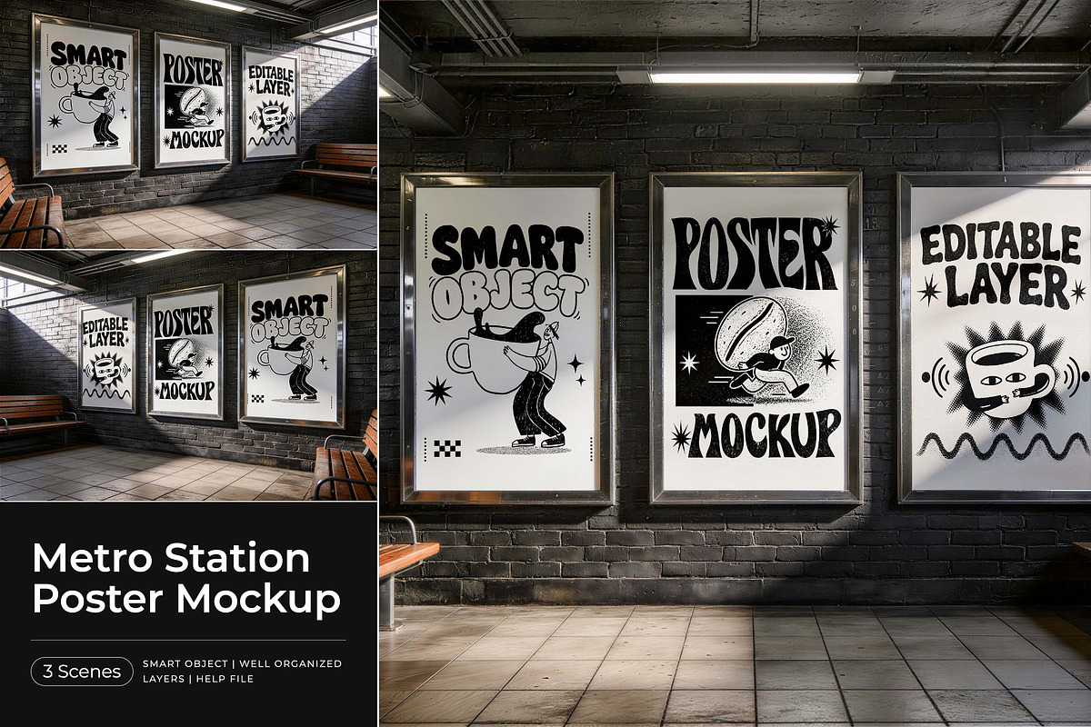 Metro Station Poster Mockup, a Mockup by Pitchlook.Studio (Photo 1 of 4)