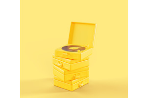 Vinyl Record Players In Yellow