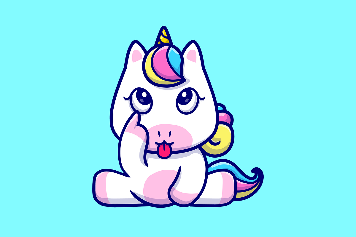 Cute Unicorn Sitting And Teasing, an Animal Illustration by Catalyst Labs