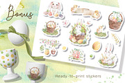 Easter Rabbits watercolor clipart, an Animal Illustration by Eva Kleinman (Thumbnail 14 of 14)