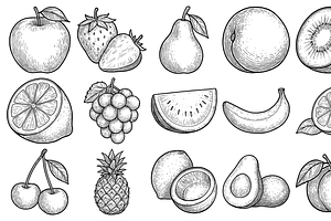 Fresh Fruit Icons, an Object Graphic by nikagraphic