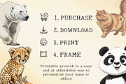 Cute Watercolor Animals, an Animal Illustration by Helospace (Thumbnail 9 of 10)