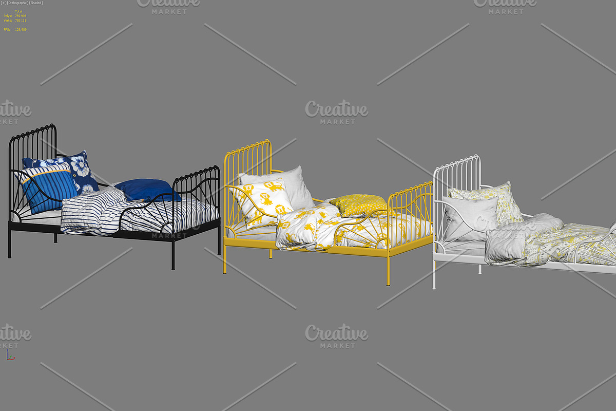 Color metal children's beds 3d model, a Furniture 3D Model by 3dmitruk (Photo 12 of 12)