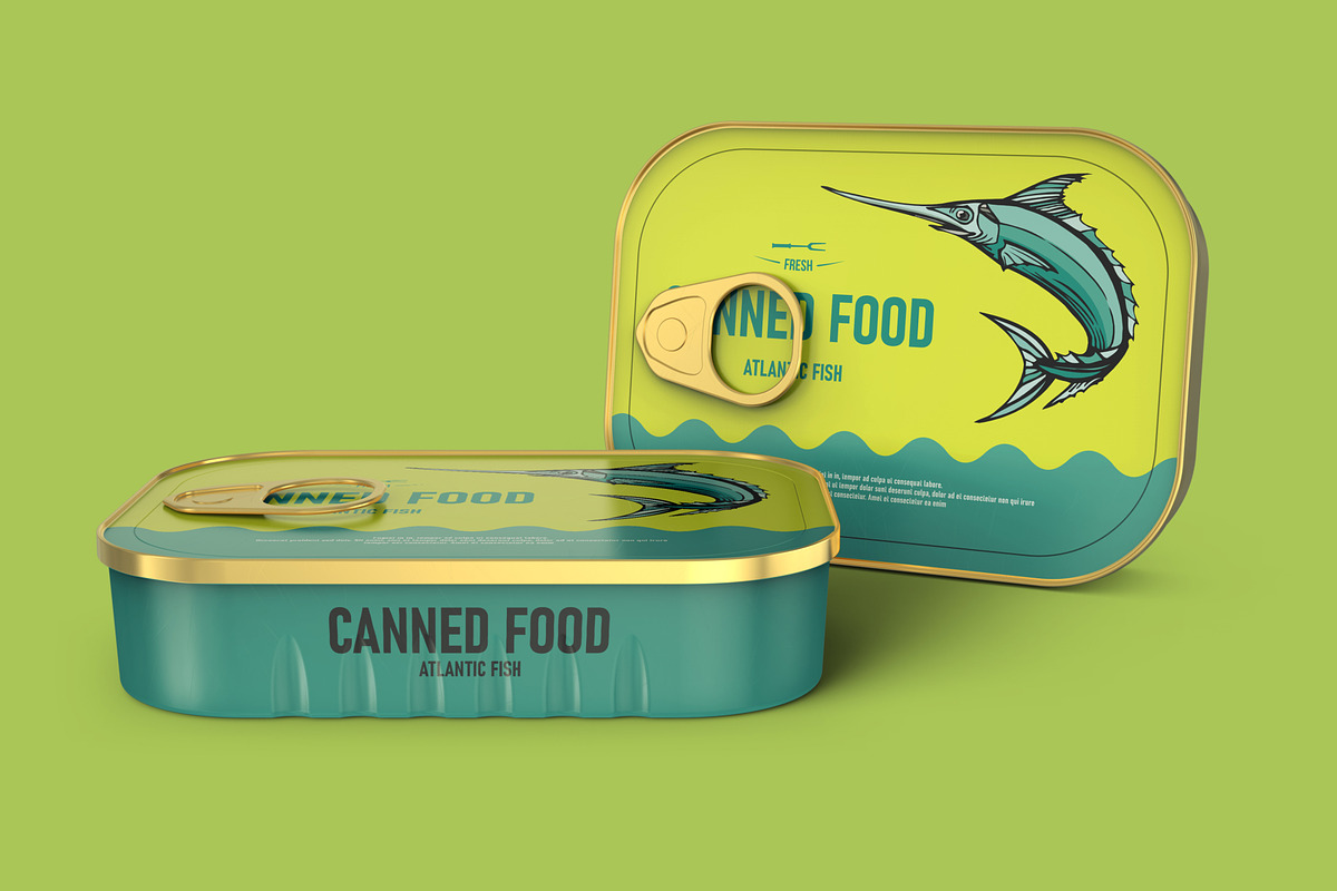 Canned Fish Tin Packaging Mockup, a Cups & Container Mockup by Digitalphaser (Photo 3 of 3)