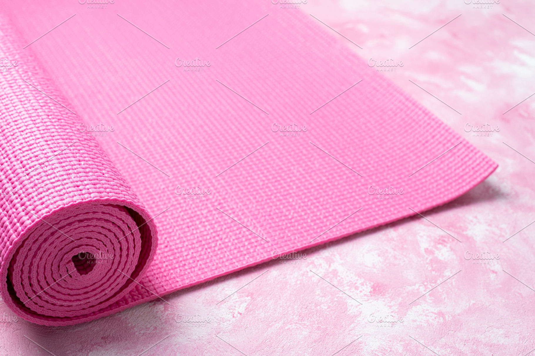 Yoga mat on pink background stock photo containing yoga and mat, a Sports & Recreation Photo by LanaSweet