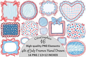 4th of July Frames Hand Drawn PNG, a Seasonal Illustration by CitraGraphics