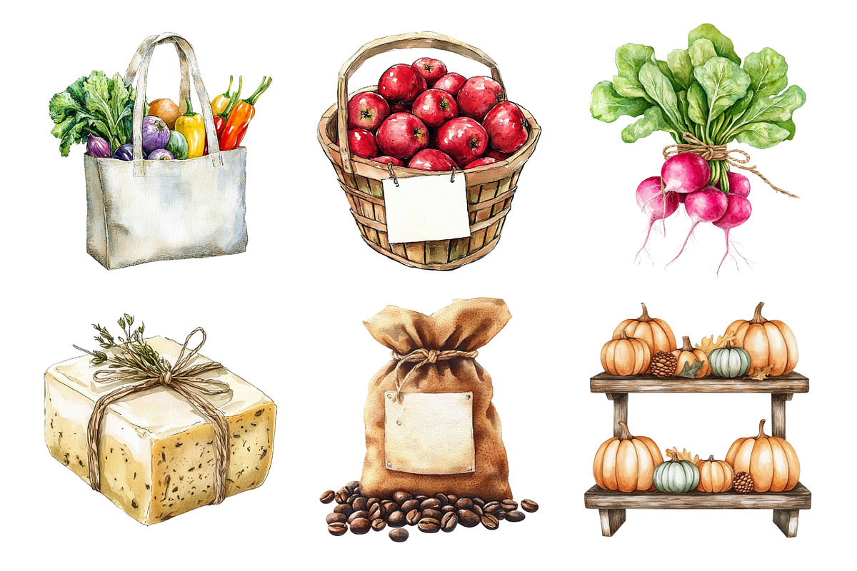 Watercolor Farmers Market Clipart, an Illustration by Daily.Designs (Photo 5 of 5)