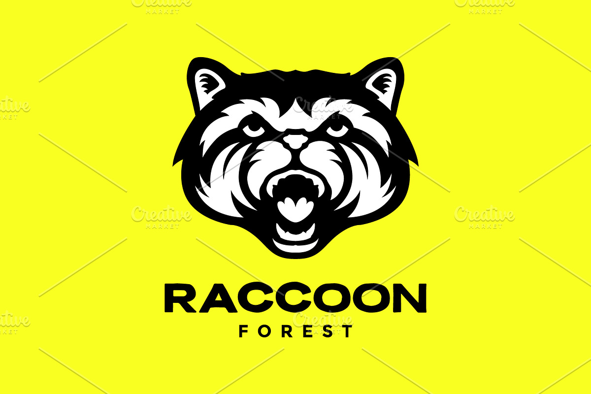 raccoon roar wildlife mascot logo, a Branding & Logo Template by devastd