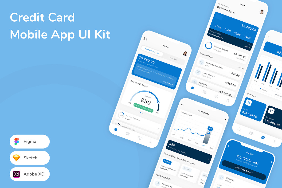 Credit Card Mobile App UI Kit, an UI Kit Template by Betush