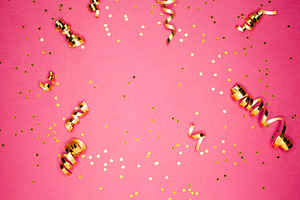 Golden decorations and sparkles on p featuring above, background, and birthday