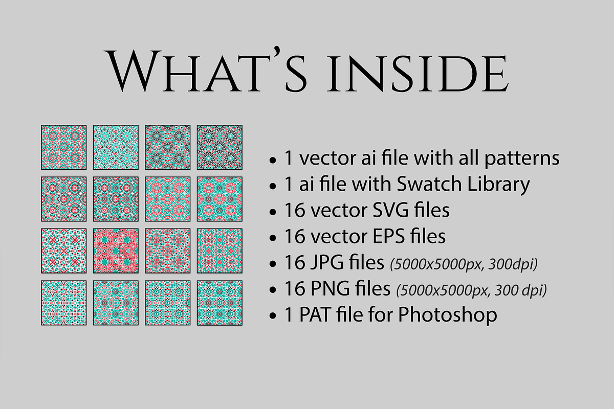 Turquoise Mosaic Patterns Set, a Pattern Graphic by dacascas (Photo 3 of 6)