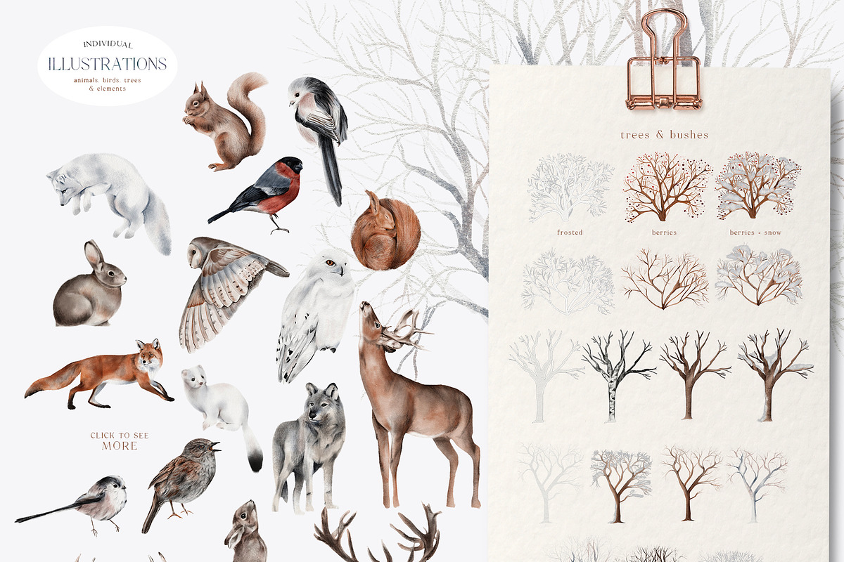 Huge Winter Woodland Scene Creator, an Animal Illustration by Busy May Studio (Photo 3 of 14)