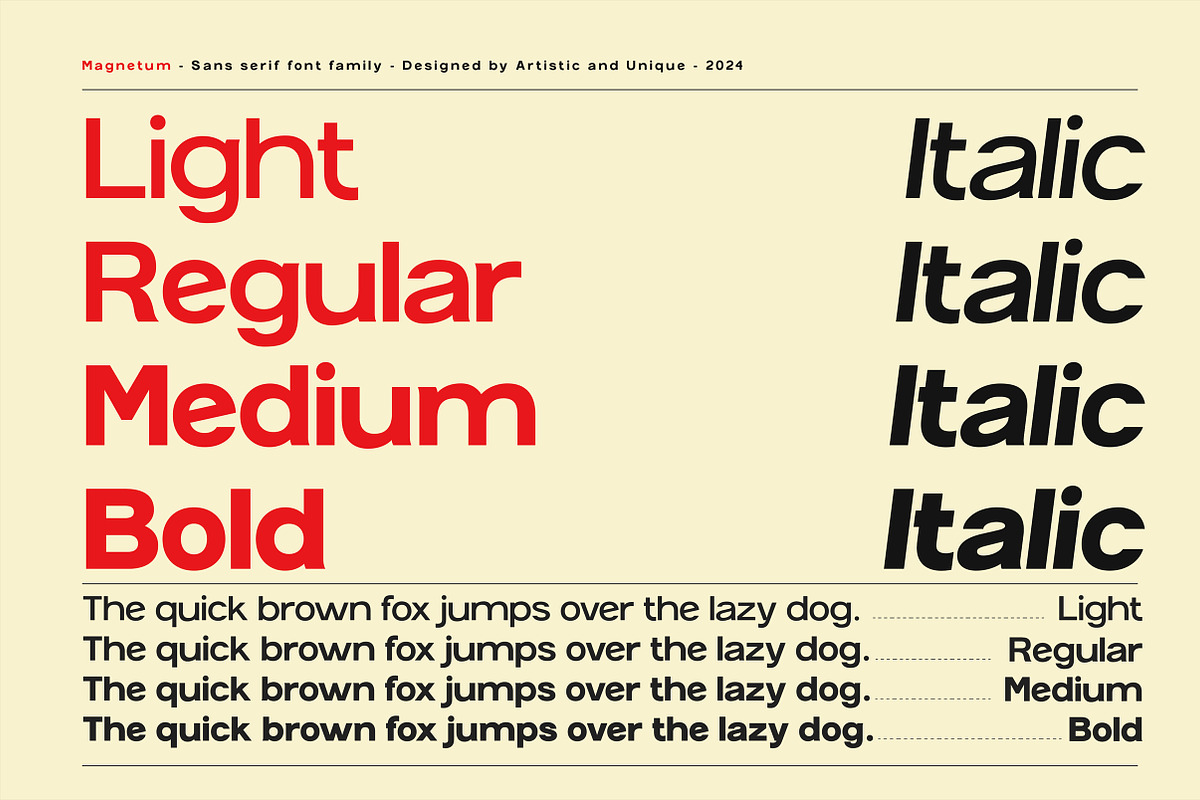 Magnetum - Sans serif font family, a Sans Serif Font by Artistic & Unique (Photo 3 of 15)