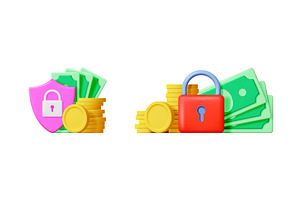 Money protection concept 3d render, a Finance Illustration by Abscent