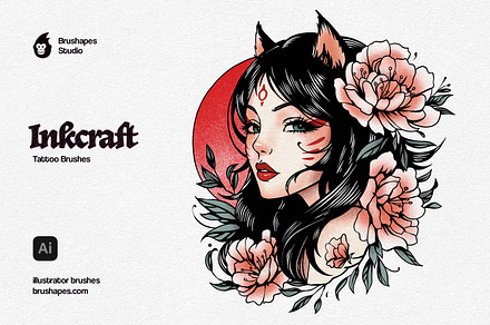 Illustrator Tattoo Art Brushes, a Brush Add-On by brushapes.com