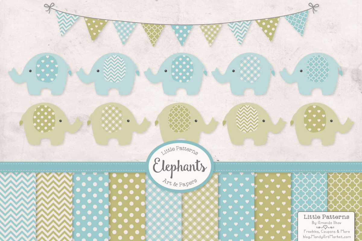 Boys Vintage Elephant Clipart, an Illustration by Amanda Ilkov (Photo 1 of 3)