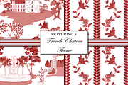 Red Toile de Jouy Patterns, a Pattern Graphic by RachelStudio (Thumbnail 3 of 8)