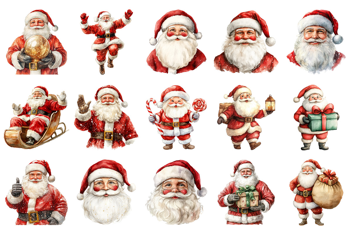 Sparkly Santa Clipart Bundle, an Illustration by Daily.Designs (Photo 2 of 4)