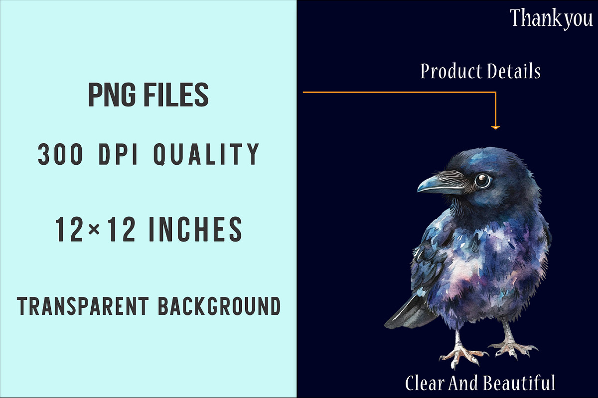 Watercolor Ravens Clipart, an Illustration by SinaCreation (Photo 4 of 5)