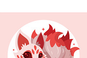 Cute Mythical Kitsune Vector, an Animal Illustration by MISS CHATZ (Thumbnail 3 of 3)