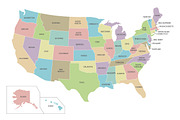 3x Colorful USA Maps, an Education Illustration by asantosg (Thumbnail 1 of 4)