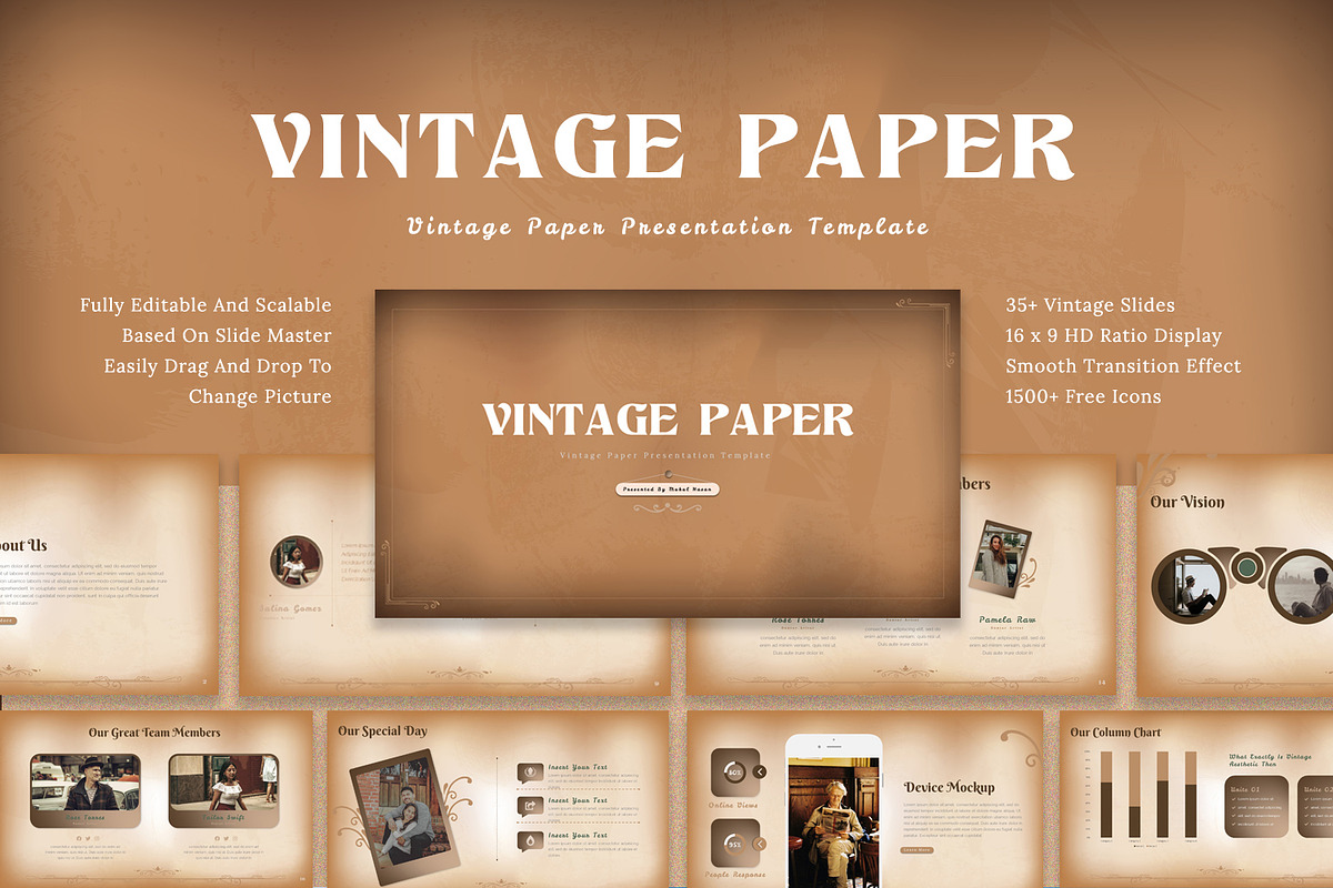 Vintage Paper Presentation Template, a Presentation Template by SlideStack (Photo 1 of 5)