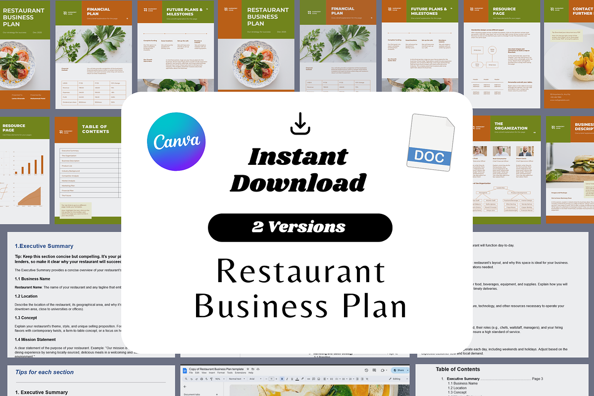 Restaurant Business Plan Template, a Flyer Template by Climbwithelevator (Photo 1 of 10)