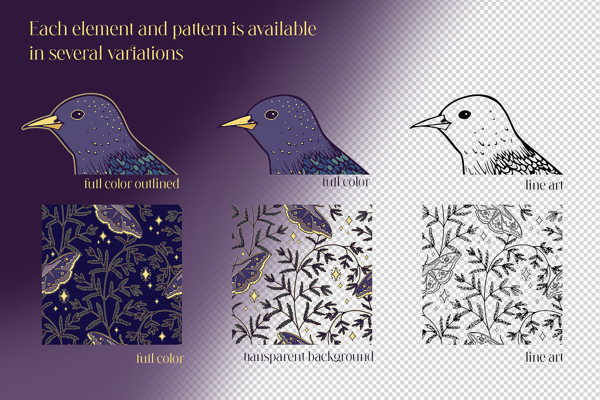 Dark Botanical Magic Clipart, a Decorative Illustration by PenguinArtStudio (Photo 6 of 18)